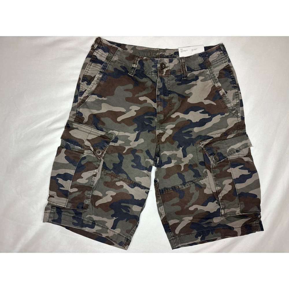 American Eagle Lived-In Flex Camouflage Cargo Shorts Men's 29 NWT Baggy Cinch